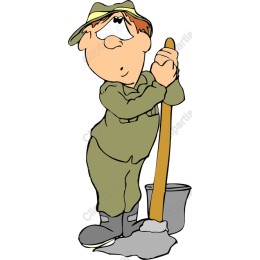 Cartoon Soldier with Shovel