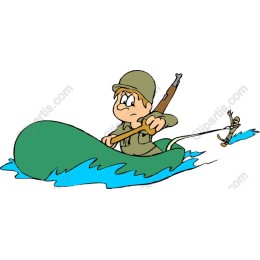 Whimsical Soldier Fishing