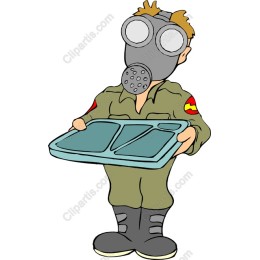 Cartoon Soldier with Gas Mask