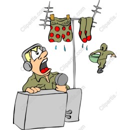Cartoon Soldier Yelling With Laundry