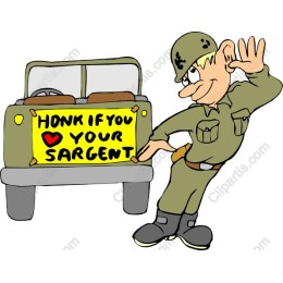 Cartoon Soldier with Honk if you Love your Sargent Sign