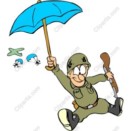 Cheerful Soldier with Umbrella