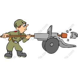 Soldier Operating Heavy Artillery