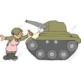 Cheerful Soldier Painting Tank
