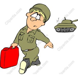 Cartoon Soldier with Tank