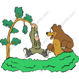 Playful Cartoon Soldier and Bear
