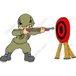 Young Soldier Aiming at Target