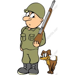 Cheerful Soldier and Dog