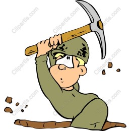 Cartoon Soldier with Pickaxe
