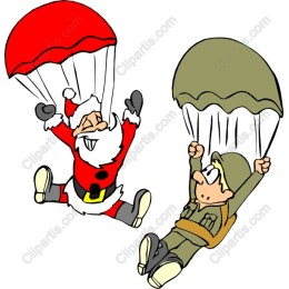 Santa Claus & Soldier Parachuting