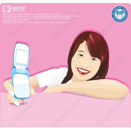 Vintage Flip Phone Cheerful Woman