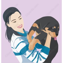 Joyful Woman with Rottweiler