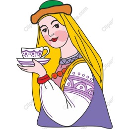 Traditional Maiden with Tea Set