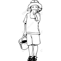 Playful Child with Bucket