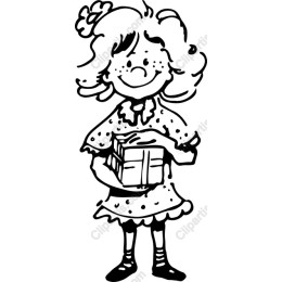 Cheerful Girl Holding Gift