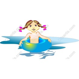Summer Fun: Girl in Turquoise Float