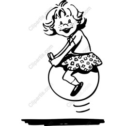 Joyful Girl Bouncing on a Ball