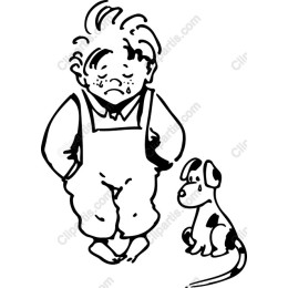 Melancholic Boy and Dog