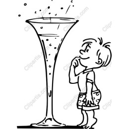 Whimsical Boy with Bubbly Glass