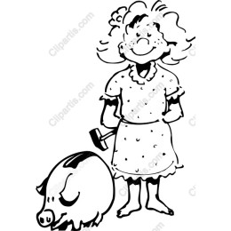 Cheerful Girl with Pig