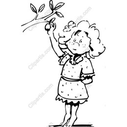 Whimsical Young Girl Plucking Fruit