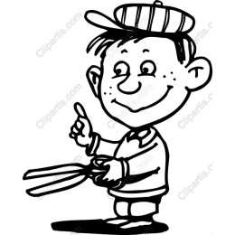 Cheerful Boy with Scissors