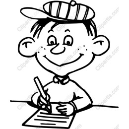 Cheerful Boy Writing