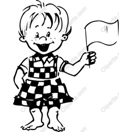 Cheerful Child with Flag