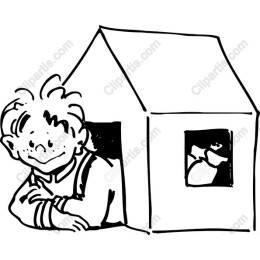 Whimsical Child Peeking from House