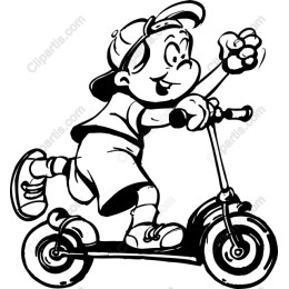 Cheerful Boy on Scooter