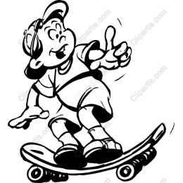 Cheerful Skateboarding Boy