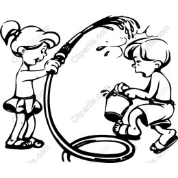 Playful Kids Water Fight