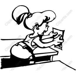Cheerful Cartoon Girl Holding Paper