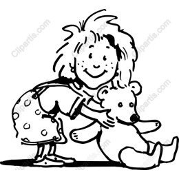Whimsical Child Embracing Teddy Bear