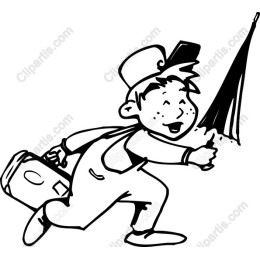 Cheerful Boy with Umbrella