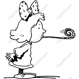 Whimsical Girl Blowing Party Horn