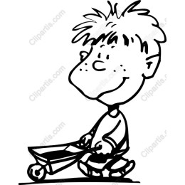 Cheerful Boy with Wheelbarrow