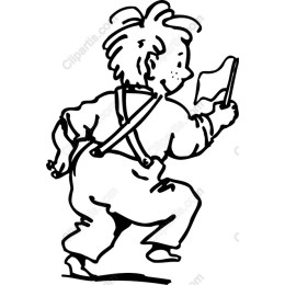 Cheerful Child Running with Flag
