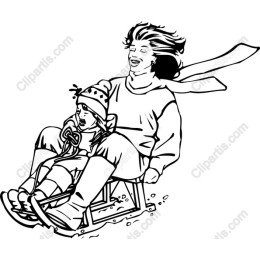 Winter Sledding Joy - Parent and Child