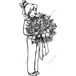 Charming Girl with Flower Bouquet