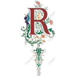 Elegant Ornate Letter R Floral