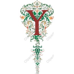 Vintage Floral Initial Y