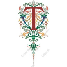 Ornate Floral Letter T work