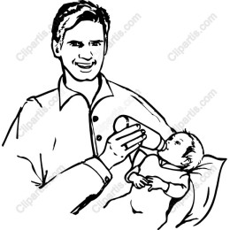 Caring Father Feeding Baby