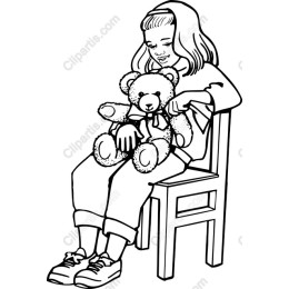 Charming Girl and Teddy Bear