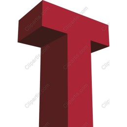 3D Letter T in Burgundy