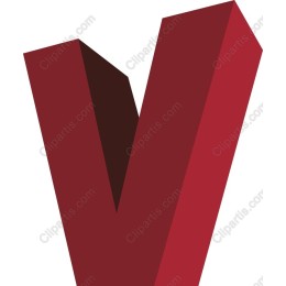 3D Letter V in Burgundy
