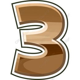 Wooden Textured Number 3