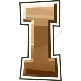 Stylized Wooden Letter I
