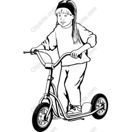 Joyful Girl Riding a Scooter